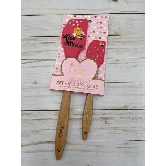Valentines Bee Mine spatula set NEW decorative cooking Silicone hearts - Picture 1 of 5